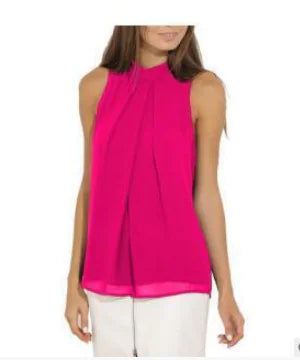 Summer Chiffon Neckline Sleeveless Blouse for Women