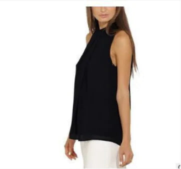Summer Chiffon Neckline Sleeveless Blouse for Women