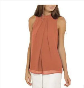 Summer Chiffon Neckline Sleeveless Blouse for Women
